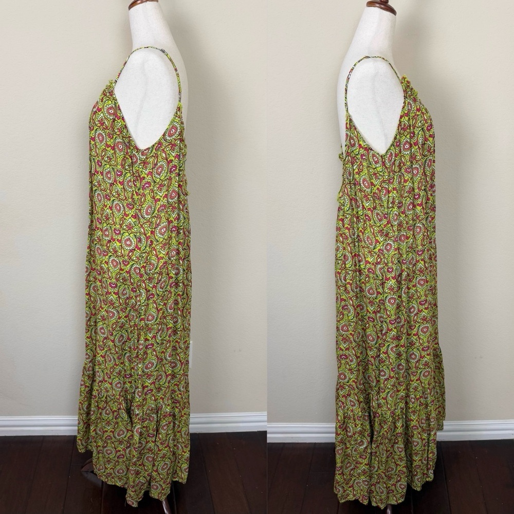 By Anthropologie‎ Flounced Maxi Lounge Dress in Citron Size Medium - Picture 8 of 14